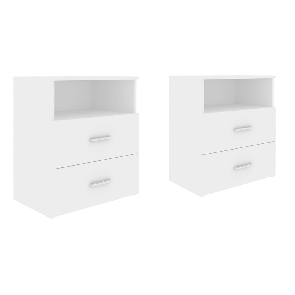 Table De Chevet Avec éclairage RGB Et Ports USB - 2 Tiroirs - Blanc - 30x40x62 Cm