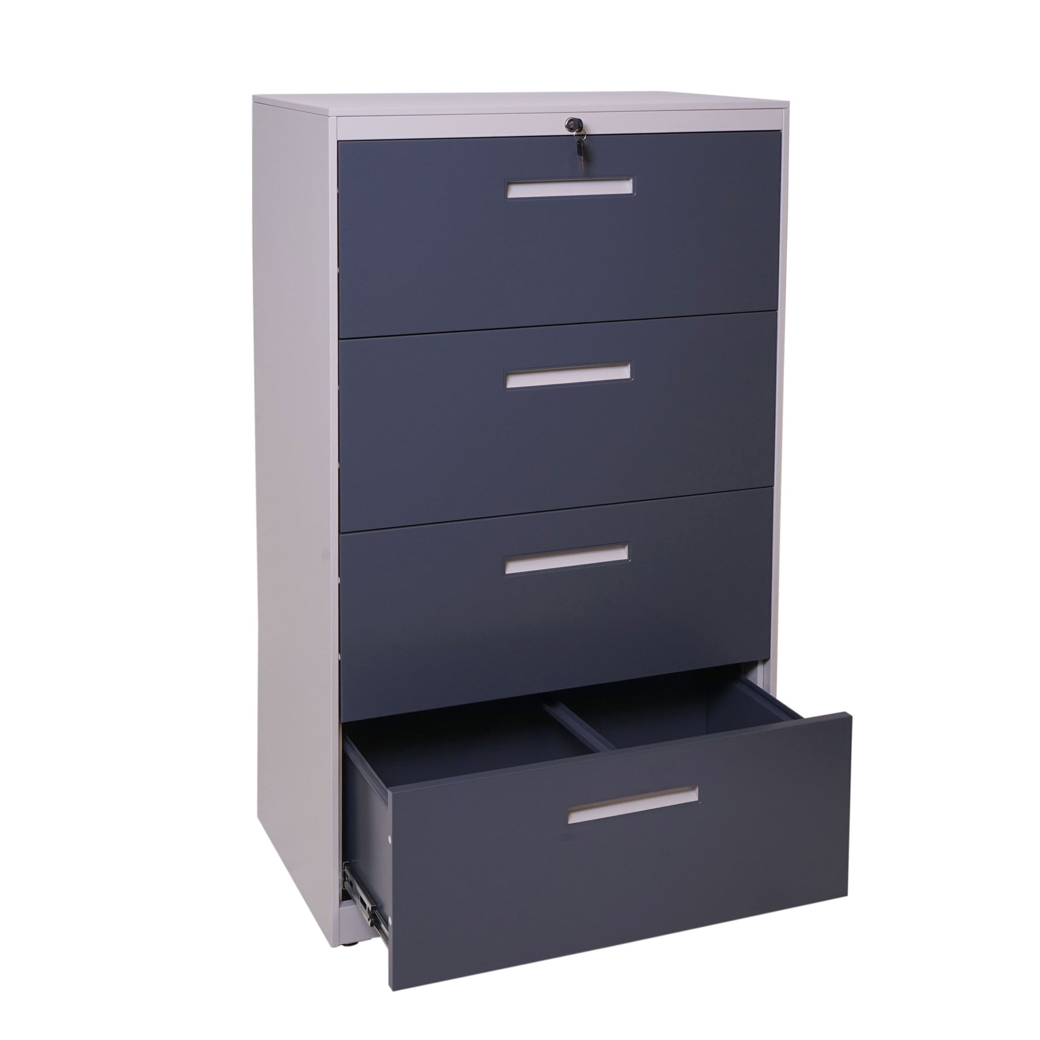 Commode De Bureau 5 Tiroirs Sur Roulettes - Acier Gris Foncé - Dimensions 69x28x41 Cm - Rangement Pratique Pour Fournitures