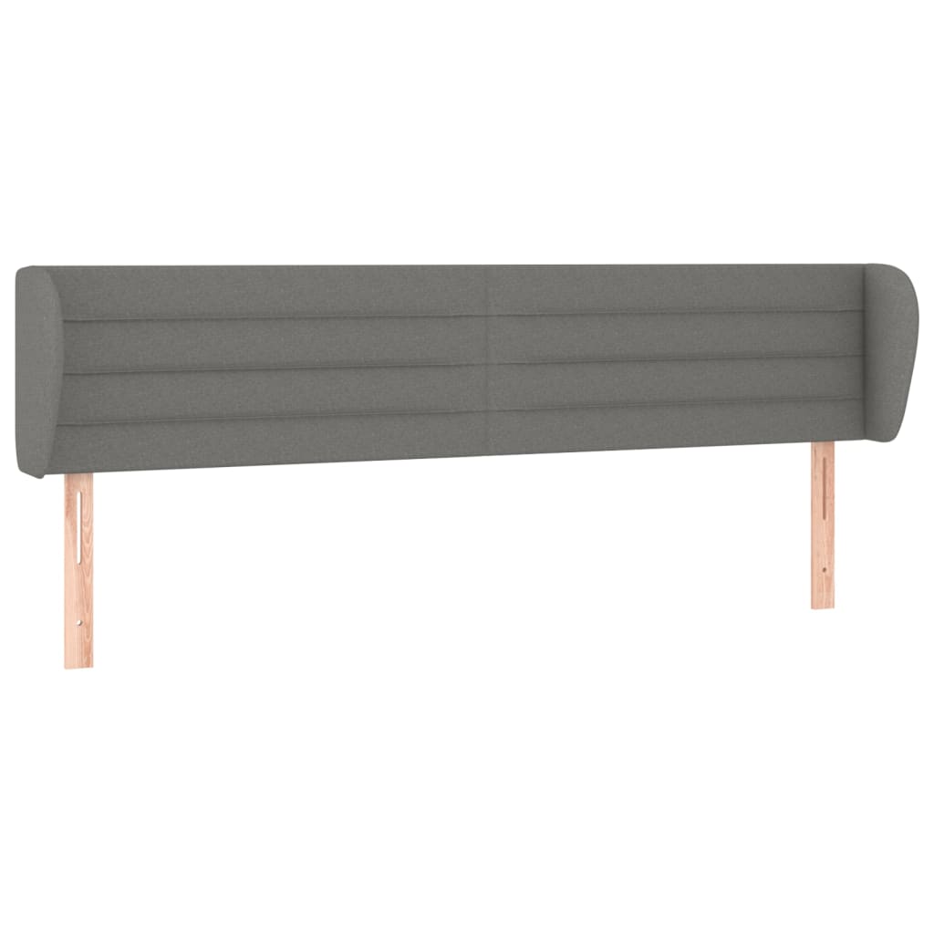 Tête de lit accessoire couchage chambre à coucher meuble avec rebord  latéral 203 x 23 x 78/88 cm tissu noir TDL0204474