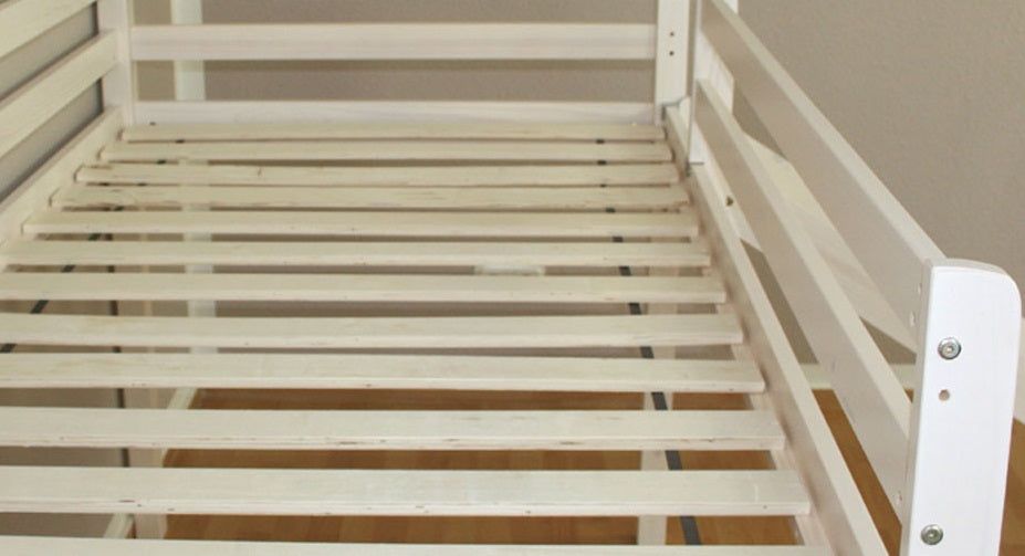 Lit mezzanine mi-hauteur 90x200cm avec échelle en bois blanc LIT06201 –  Décoshop26