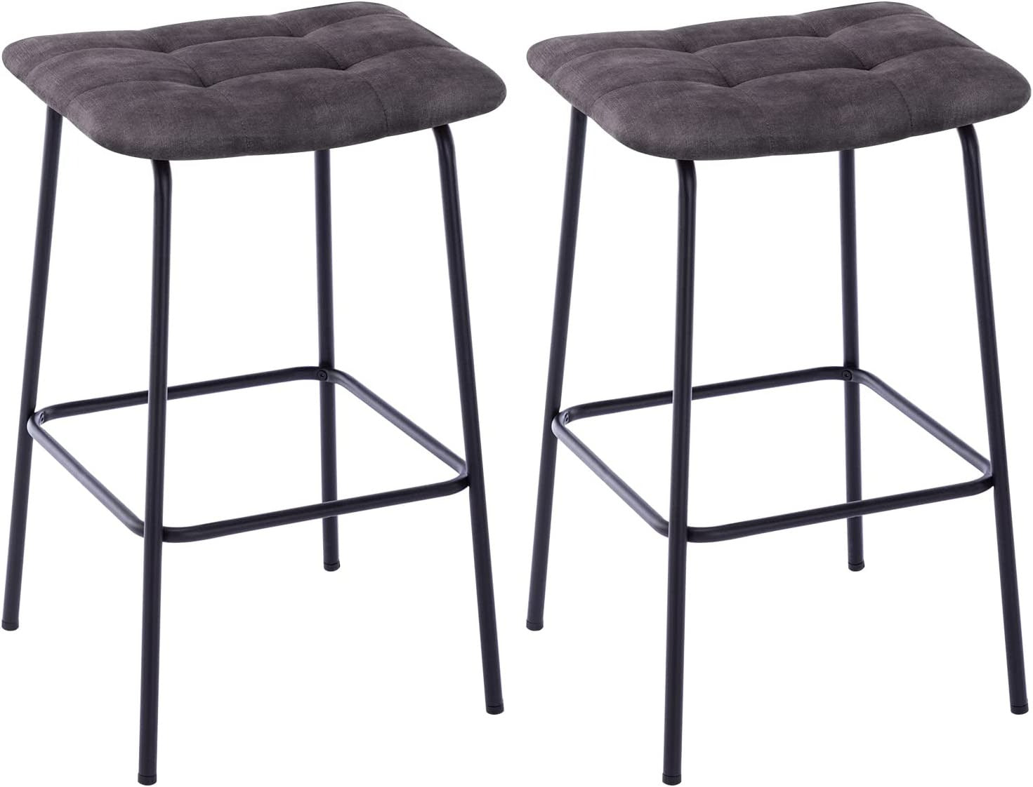 Tabouret de bar velours Logan noir 70 cm