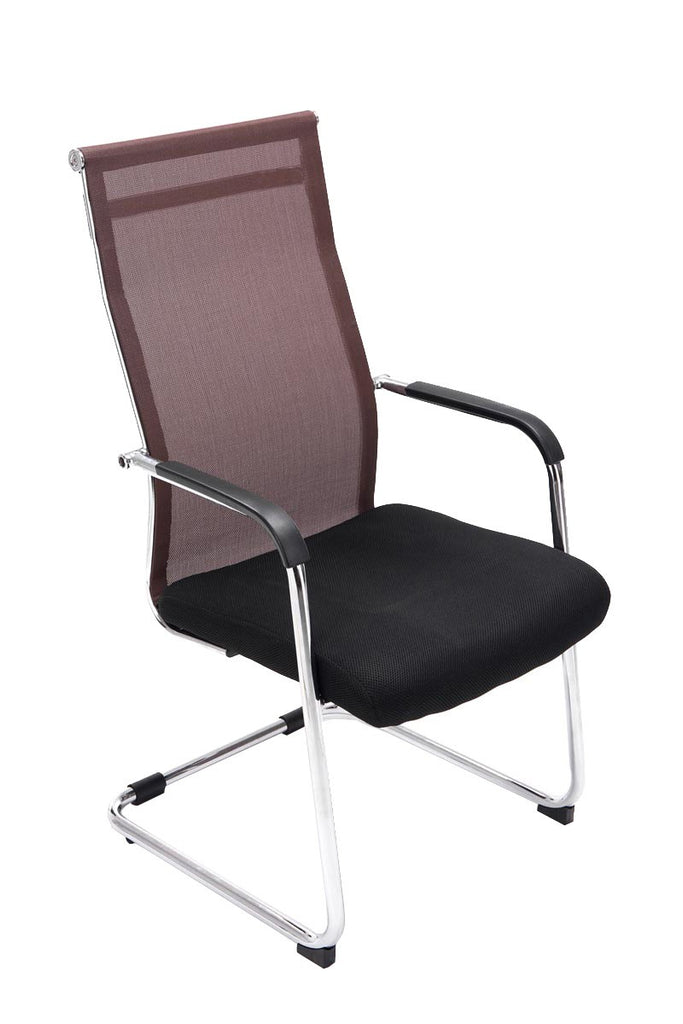 2x fauteuils chaises de bureau sans roulettes chaise de conférence visiteur  en synthétique et maille noir 04_0000180
