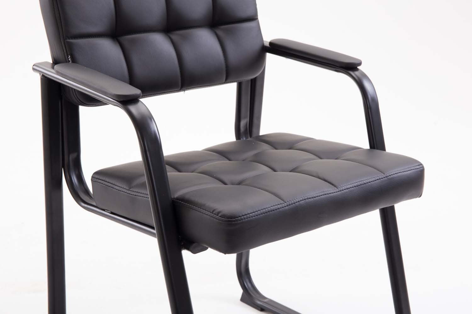 Chaise visiteur fauteuil de bureau sans roulette synthétique noir BUR1 –  Décoshop26